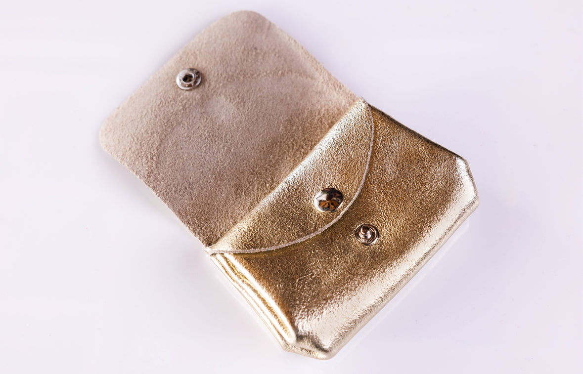 LEATHER METALLIC COIN PURSE GOLD