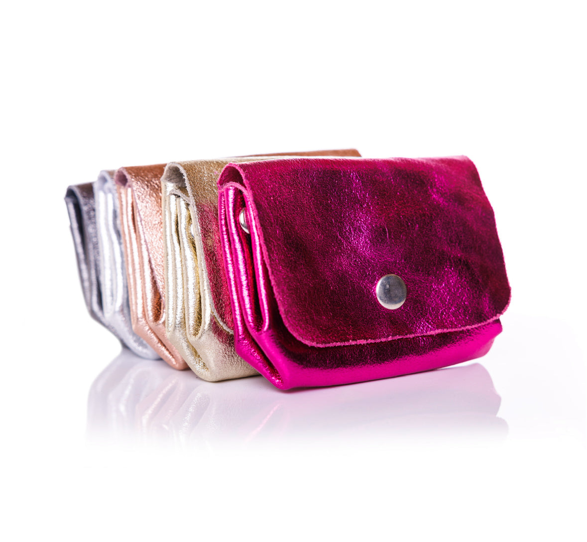 LEATHER METALLIC COIN PURSE HOT PINK