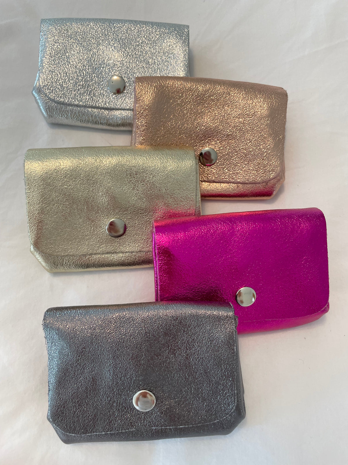 LEATHER METALLIC COIN PURSE PEWTER