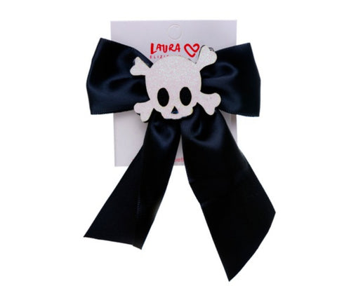 HALLOWEEN BLACK SKULL BOW