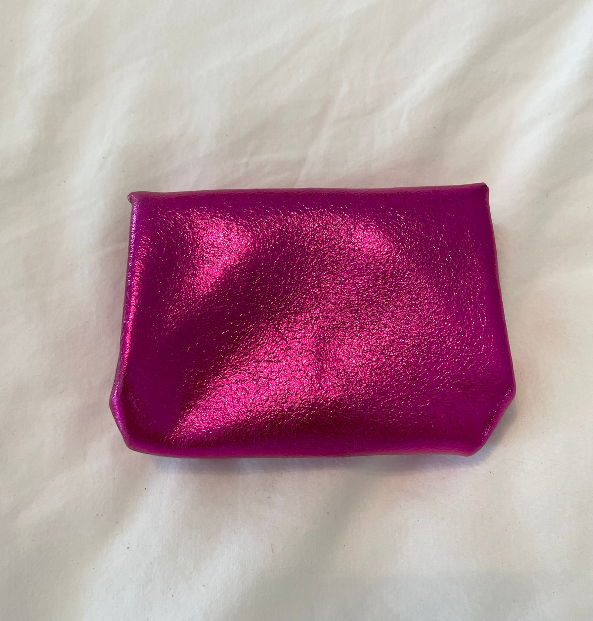 LEATHER METALLIC COIN PURSE HOT PINK